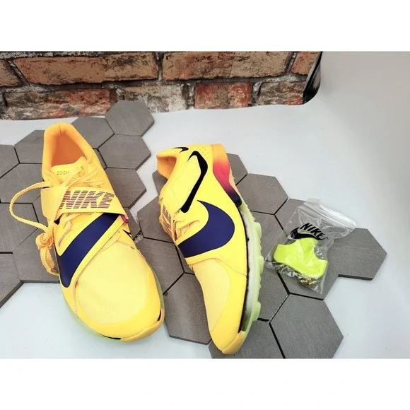 Nike Air Zoom LJ Elite Long Jump Track Shoes Citron Gold Men's Sz 8.5 W/ spikes